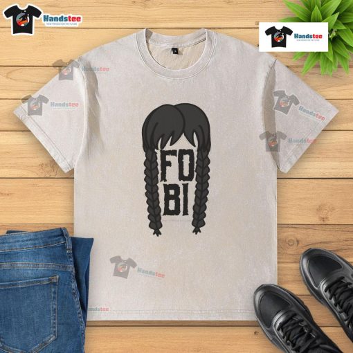 Official FOBI Fear Of Being Included Wednesday Addams washed t-shirt featuring a spooky design and comfortable fit.
