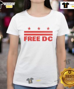 Official Free DC Logo Stars Ladies Tee featuring a stylish design with stars and the DC logo for women.