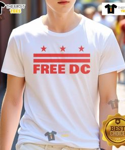 Official Free DC Logo Stars T-Shirt featuring a vibrant design with the iconic DC logo and star graphics.