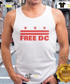 Official Free DC Logo Stars Tank Top featuring a bold design and vibrant colors, perfect for casual summer wear.