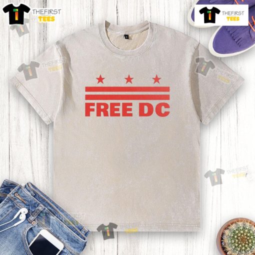 Official Free DC Logo Stars Washed T-Shirt featuring a vintage design and star graphics for casual wear.