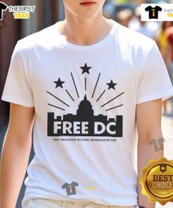 Official Free DC Statehood T-Shirt featuring Washington DC equality and justice design for supporters of statehood.