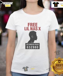 Official Free Lil Nas X Los Angeles Police 632980 Ladies Tee featuring stylish design and vibrant colors for fans.