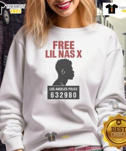 Official Free Lil Nas X Los Angeles Police sweatshirt featuring bold graphics and a stylish design for fans.