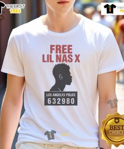 Alt Text: Official Free Lil Nas X Los Angeles Police T-Shirt featuring bold graphics and vibrant colors, ideal for fans and supporters.