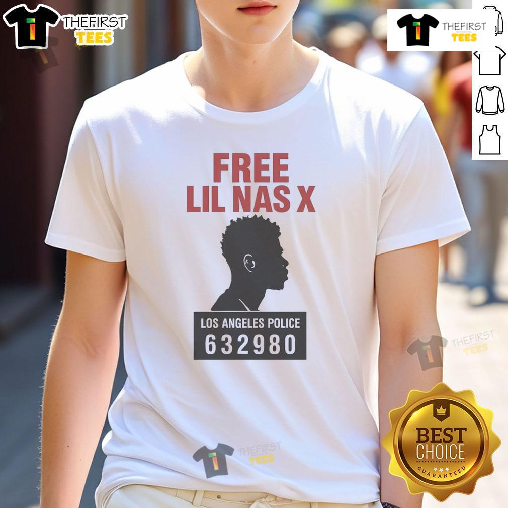 Official Free Lil Nas X Los Angeles Police 632980 T Shirt Alt Text: Official Free Lil Nas X Los Angeles Police T-Shirt featuring bold graphics and vibrant colors, ideal for fans and supporters.