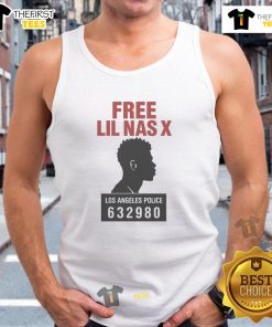 Official Free Lil Nas X Los Angeles Police tank top featuring bold graphics and vibrant colors, perfect for fans.