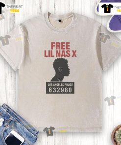 Official Free Lil Nas X Los Angeles Police washed t-shirt featuring bold graphics and a trendy design for fans.