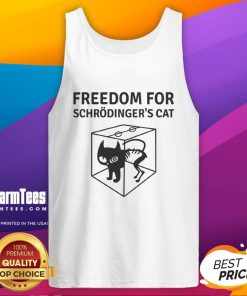 Official Freedom For Schrodinger's Cat Tank Top featuring a playful cat design, perfect for science and cat lovers.