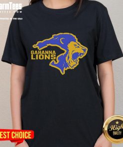 Official Gahanna Double Lion Logo Ladies Tee featuring vibrant colors and a stylish design perfect for fans and casual wear.