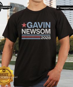 Official Gavin Newsom 2028 President campaign T-shirt featuring bold graphics and campaign slogan for the 48th election.