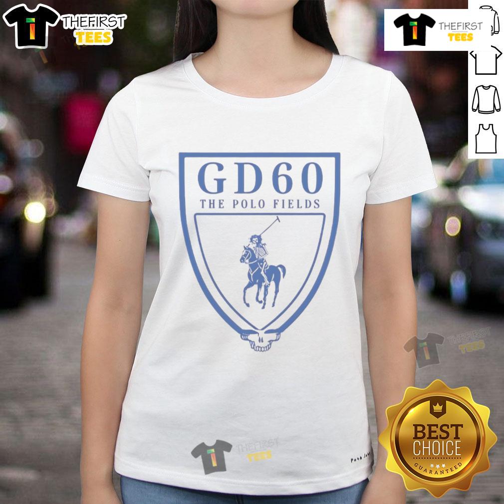 Official Gd60 The Polo Fields Logo Ladies Tee Alt Text: Official GD60 The Polo Fields logo on a stylish ladies tee, perfect for casual wear and sporting events.