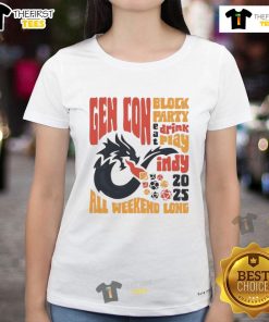 Official GenCon 2025 All Weekend Long Ladies Tee featuring vibrant design and comfortable fit for gaming enthusiasts.