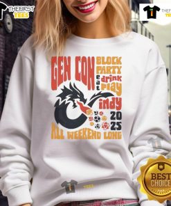 Official Gen Con 2025 All Weekend Long Sweatshirt featuring vibrant design and comfortable fit for gaming enthusiasts.
