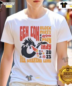 Official Gencon 2025 All Weekend Long T-Shirt featuring vibrant graphics and event logo, perfect for convention enthusiasts.