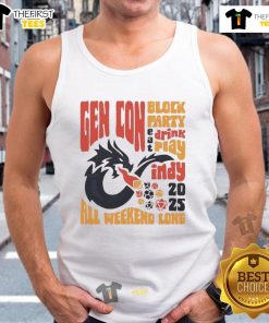 Official GenCon 2025 all weekend long tank top featuring vibrant design for gaming enthusiasts and convention-goers.