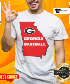 Official Georgia Baseball Logo Map T-Shirt featuring a unique design showcasing Georgia's baseball pride and spirit.