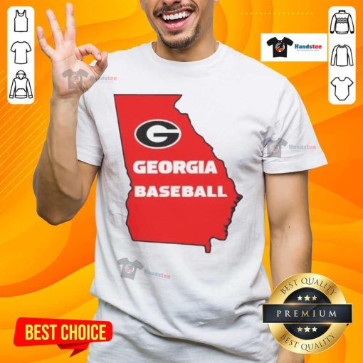 Official Georgia Baseball Logo Map T-Shirt featuring a unique design showcasing Georgia's baseball pride and spirit.