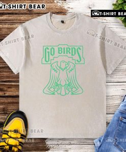 Official Go Birds Bell Philadelphia football washed t-shirt in green, perfect for Eagles fans and game day attire.