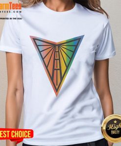 Alt Text: Official Golden State Valkyries WNBA Pride logo on a stylish ladies tee, celebrating inclusivity and team spirit.