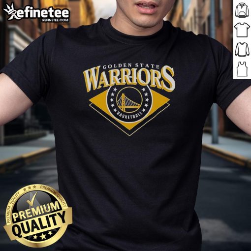 Alt Text: Official Golden State Warriors NBA T-Shirt featuring team logo and colors, perfect for fans and game day attire.