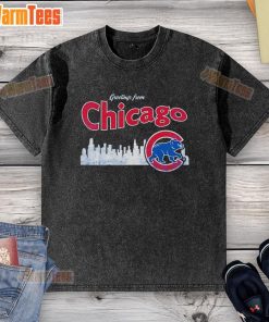 Official Chicago Cubs Skyline Washed T-Shirt featuring iconic city skyline design, perfect for Cubs fans and collectors.