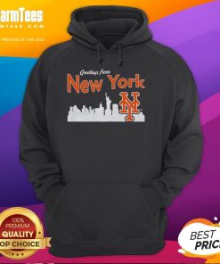 Official Greetings From New York Mets Skyline Hoodie featuring iconic NYC skyline and team logo, perfect for fans.