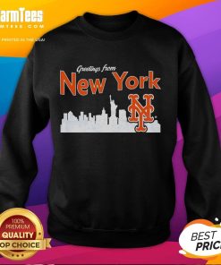 Official New York Mets skyline sweatshirt featuring iconic NYC skyline and team logo, perfect for fans and casual wear.