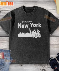 Official New York Yankees Skyline Washed T-Shirt featuring iconic city skyline design for fans and collectors.