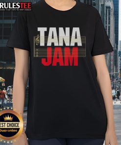 Alt Text: Official Hiroshi Tanahashi Tana Jam Ladies Tee featuring a stylish design for wrestling fans.