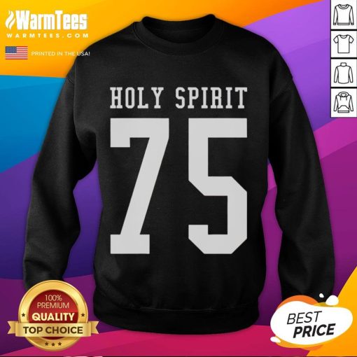 Official Holy Spirit 75 Sweatshirt in navy blue, featuring a stylish design perfect for casual wear and spiritual gatherings.