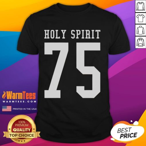 Official Holy Spirit 75 T-Shirt featuring vibrant design and bold lettering for spiritual enthusiasts and fashion lovers.