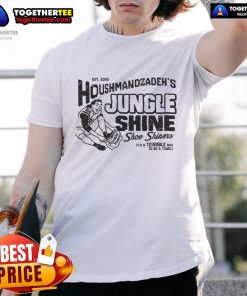 Alt Text: Official Houshmandzadeh's Jungle Shine Shoe Shiners Est 2005 T-Shirt featuring vibrant design and bold logo.