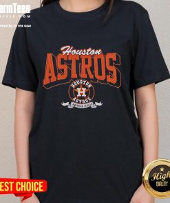 Official Houston Astros team badge on a ladies tee, showcasing American League pride and stylish fan apparel.