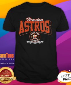 Alt Text: Official Houston Astros Team Badge T-Shirt featuring American League logo, perfect for fans and game day wear.