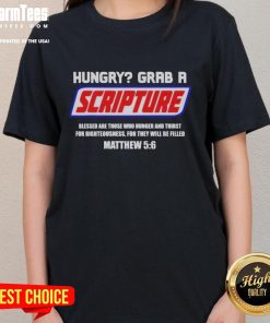 Official Hungry Grab A Scripture Christian Ladies Tee featuring a stylish design for faith-inspired fashion.