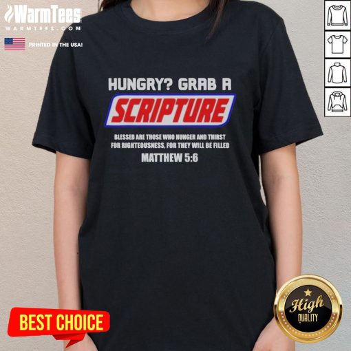 Official Hungry Grab A Scripture Christian Ladies Tee featuring a stylish design for faith-inspired fashion.
