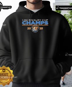 2025 Official I-94 Rivalry Cup Champs hoodie featuring team logos and vibrant colors, perfect for fans and collectors.