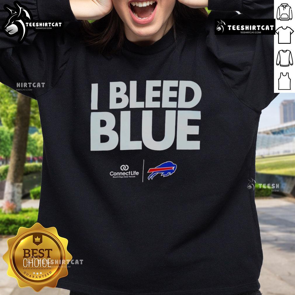 Official I Bleed Blue Buffalo Bills Logo Sweatshirt Alt Text: Official I Bleed Blue Buffalo Bills logo sweatshirt featuring vibrant team colors and a stylish design for fans.