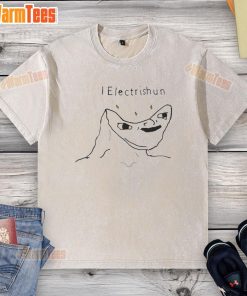 Official I Electrishin Meme Washed T-Shirt featuring a vibrant graphic design, perfect for casual wear and meme enthusiasts.