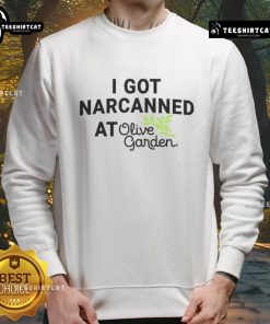 Alt Text: Cozy sweatshirt featuring 'I Got Narcanned at Italian Restaurant' design, perfect for fans of funny restaurant humor.