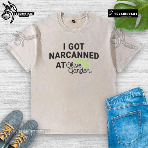 Official I Got Narcanned at Italian Restaurant washed t-shirt featuring a fun graphic design for casual wear.