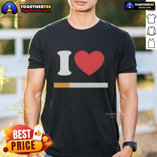 Official I Love Cigarette T-Shirt featuring bold graphics and a stylish design for cigarette enthusiasts.