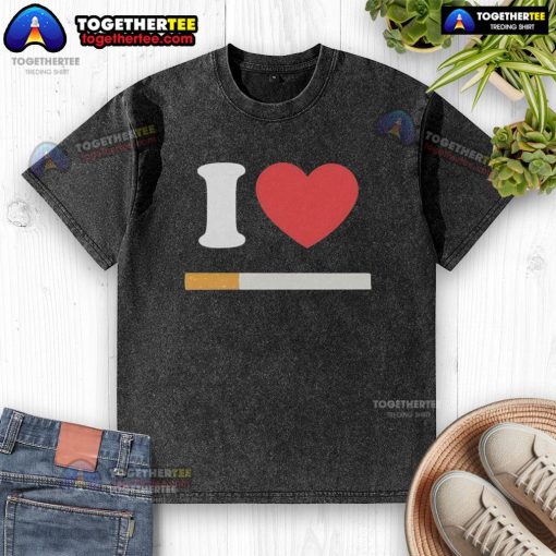 Official I Love Cigarette Washed T-Shirt featuring a vintage design, perfect for casual wear and cigarette enthusiasts.