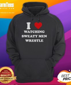 Alt Text: Official I Love Watching Sweaty Men Wrestle Hoodie featuring bold graphic design, perfect for wrestling fans.