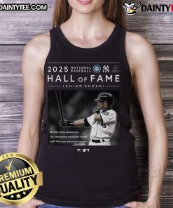 Ichiro Suzuki tank top celebrating 4,367 hits, featuring Seattle Mariners, Yankees, Marlins, Hall of Fame 2025 design.