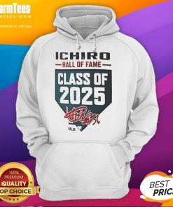 Ichiro Suzuki Hall of Fame Class of 2025 signature hoodie for Seattle Mariners, showcasing iconic player memorabilia.