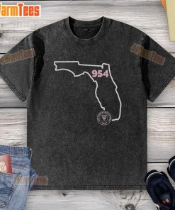 Official Inter Miami CF 954 Area Code State washed t-shirt featuring vibrant team colors and logo, perfect for fans.