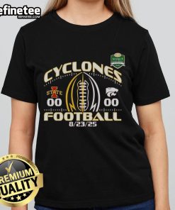 Official Iowa State Cyclones Football Ladies Tee celebrating the 2025 victory over Kansas State with vibrant team colors.