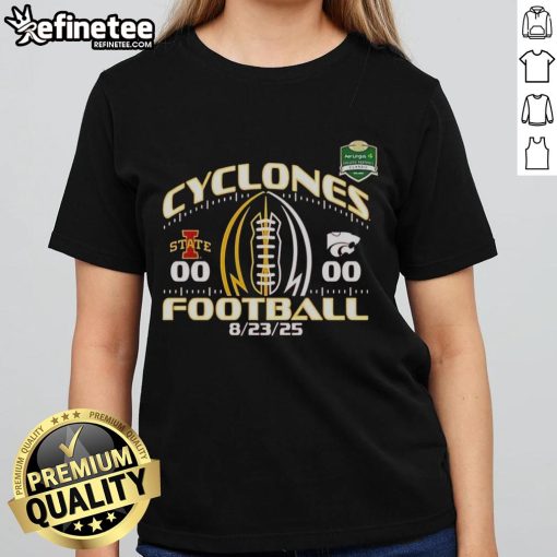 Official Iowa State Cyclones Football Ladies Tee celebrating the 2025 victory over Kansas State with vibrant team colors.